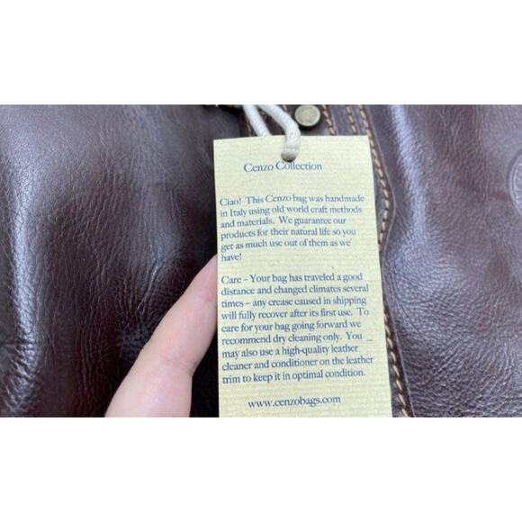 CENCIO NWT XL DUFFEL VECCHIO BROWN ITALIAN LEATHER BAG - Picture 4 of 15